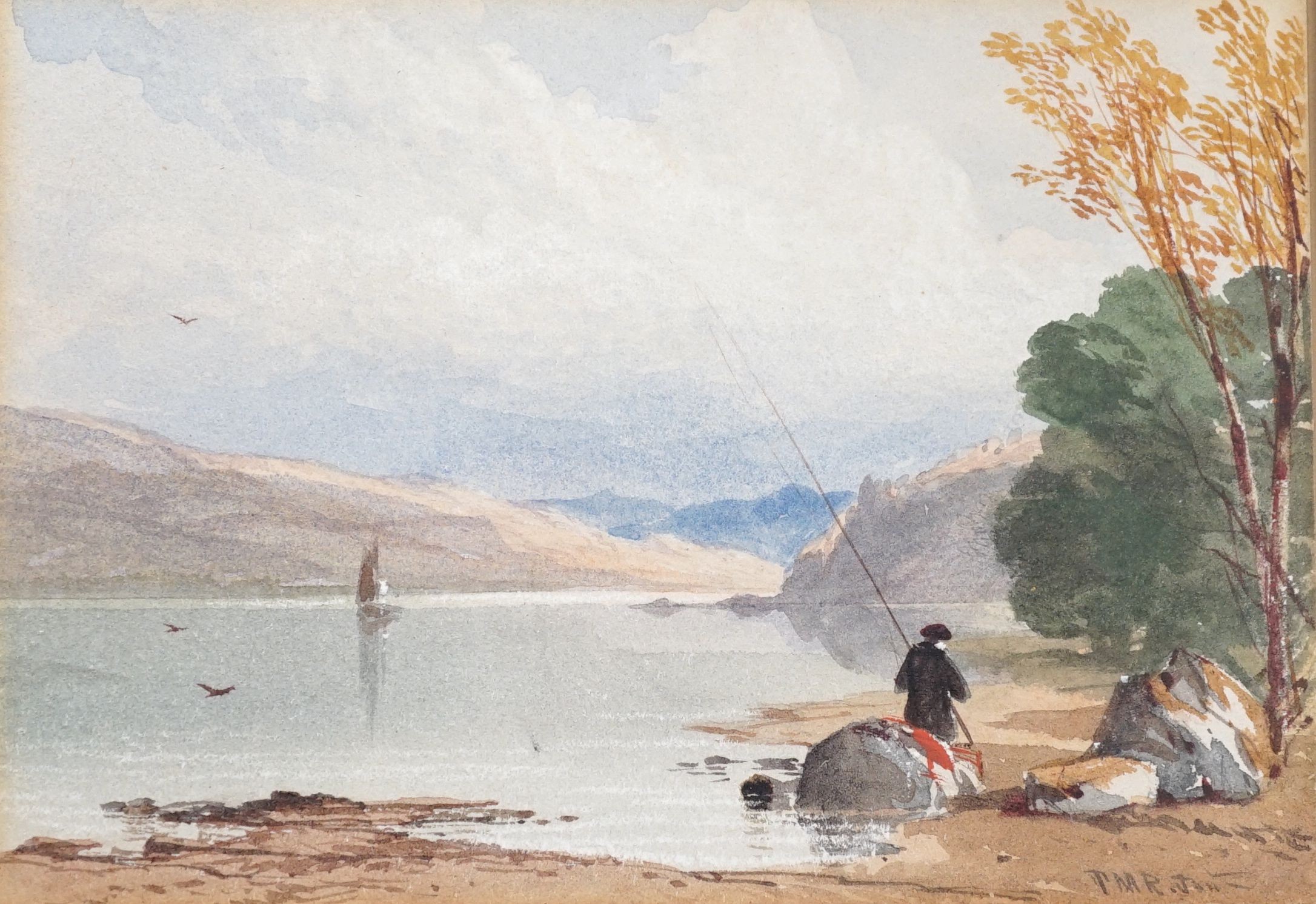 Thomas Miles Richarson Jnr (1813-1890), Loch Lomond, watercolour, signed initials, 9 x 13cm